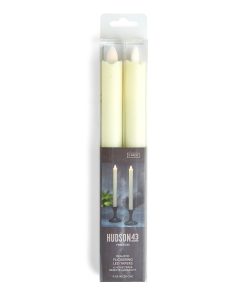 10 LED Ivory Wave Edge Ivory Taper Candles 2pk by Hudson 43